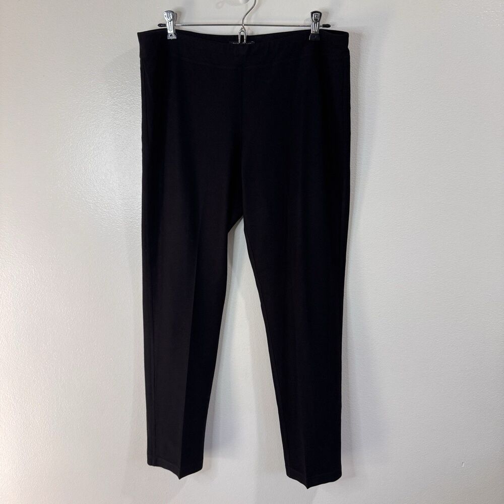 Eileen Fisher Leggings Pants Black M Pull On Crepe Knit Stretch Ankle Mid Rise
